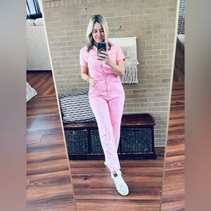 Entro Light Pink Denim Jumpsuit